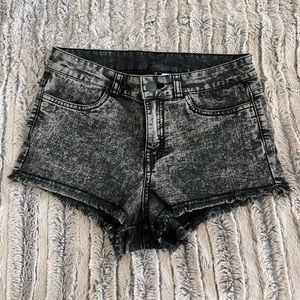 H&M black acid wash shorts